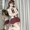 Sexy lingerie neck strap Japanese red grid senior uniform suit cosplay uniform temptation
