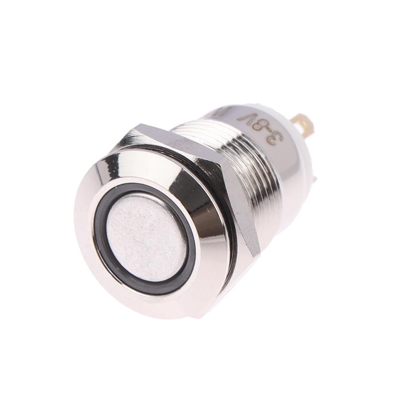 Водонепроницаемая металлическая кнопочная кнопка 12 мм со светодиодной подсветкой, мгновенная/фиксирующая, переключатель питания двигателя автомобиля, металлическая фиксирующая кнопочная кнопка