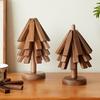 1/3/4/5Pcs Walnut Wooden Trivets with Stand Heat-Resistant Hot Pads for Pots Pans Christmas Tree Shape