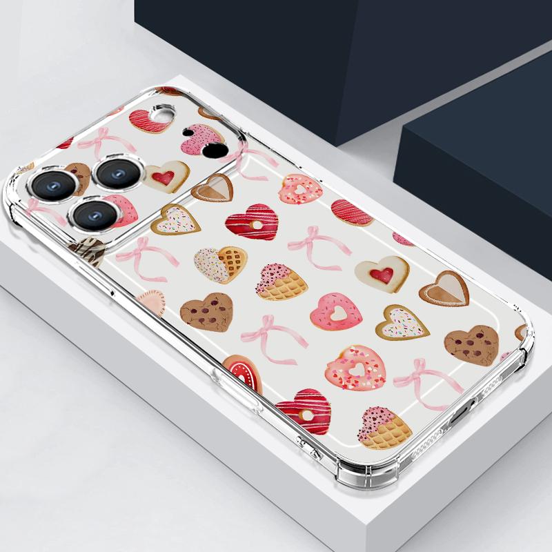 Чехол с узором из розовых бантиков для iPhone 17 Pro Max Coque iPhone 16 15 14 13 Pro Max 11 Ударопрочный Прозрачный Мягкий Силиконовый Чехол