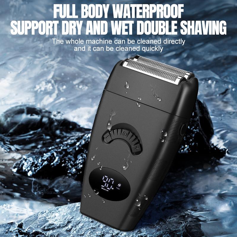 Professional Hair Clipper Beard Shaver Self-service Haircut Bald Shaving Machine Waterproof Three-speed Long Battery