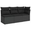 Vidaxl Sofa Ogrodowa Z Poduszkami, 3-Osobowa, Czarna, Polirattan