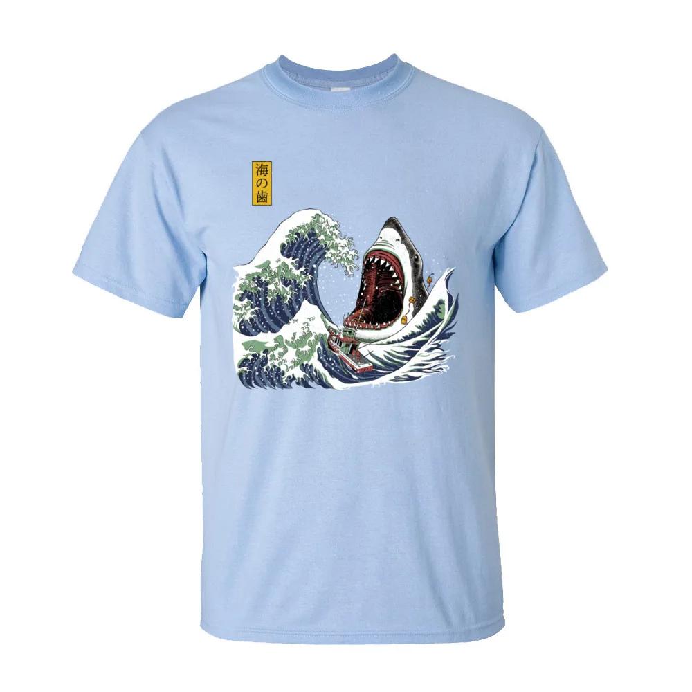 Футболки из 100% хлопка, мужские футболки, футболки с коротким рукавом Great Wave Birthday, осень 2020, популярная белая футболка с круглым вырезом, Прямая поставка