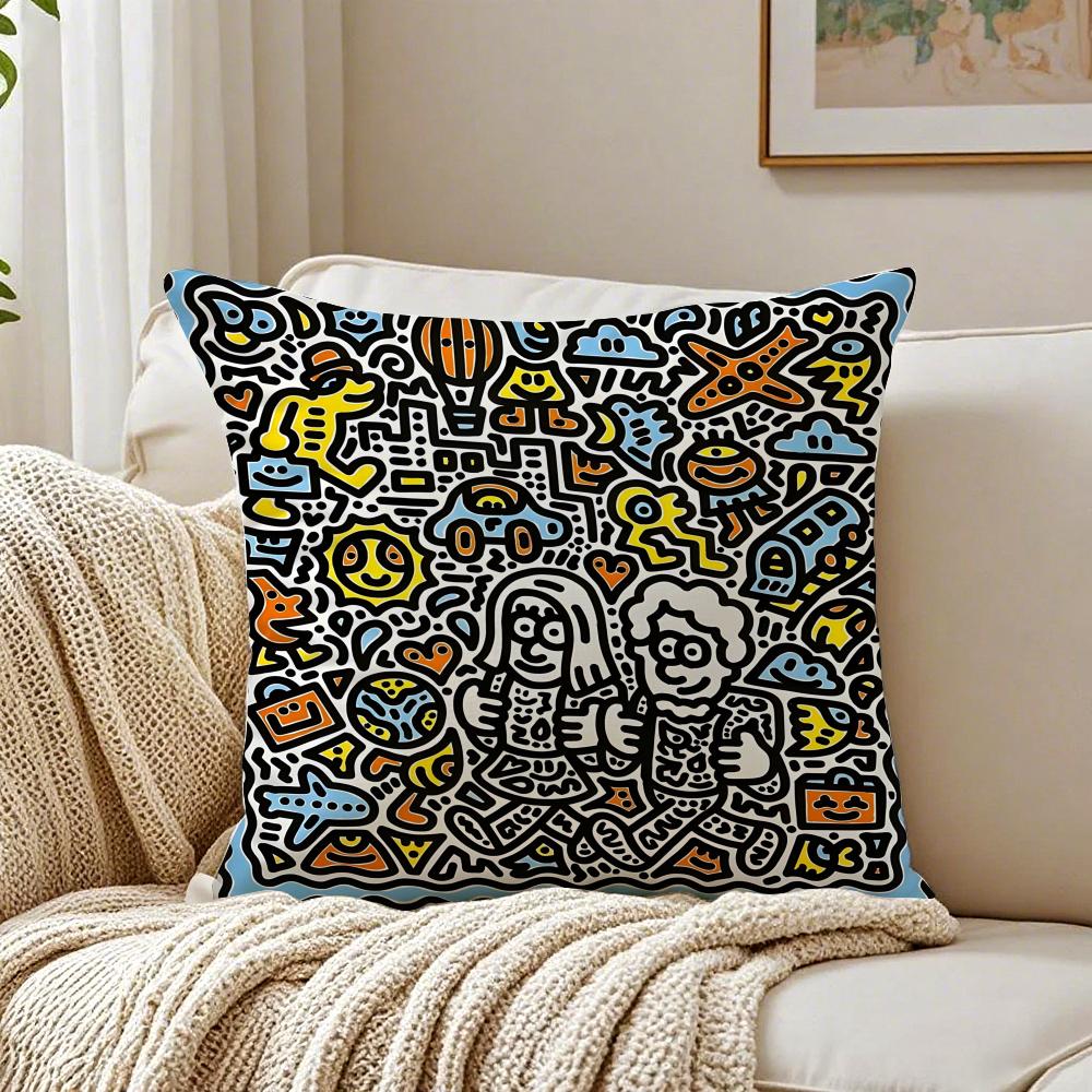 Известный Гений Граффити Арт Mr Doodle Наволочка Подушка Защита от Пылевых Клещей Гостиная Диван Декор Подушка Комната