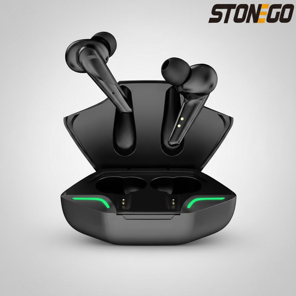 STONEGO Bluetooth 5.0 Wireless Gaming Headphones Earbuds Dual Mode Noise Cancelling Waterproof Earphones for E-Sports Music