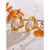 Yhpup Korean Style Imitation Pearl Geometric Irregular Stud Earring Fashion Stainless Steel Daily Versatile Waterproof Jewelry
