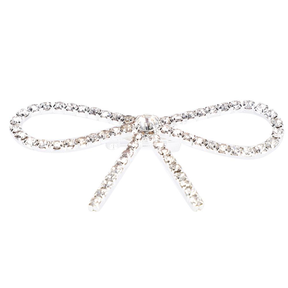10pcs Sparkly Rhinestone Bow Brooch Pin Vintage Bowknot Claw Chain Pin Rhinestone Brooch  For Women