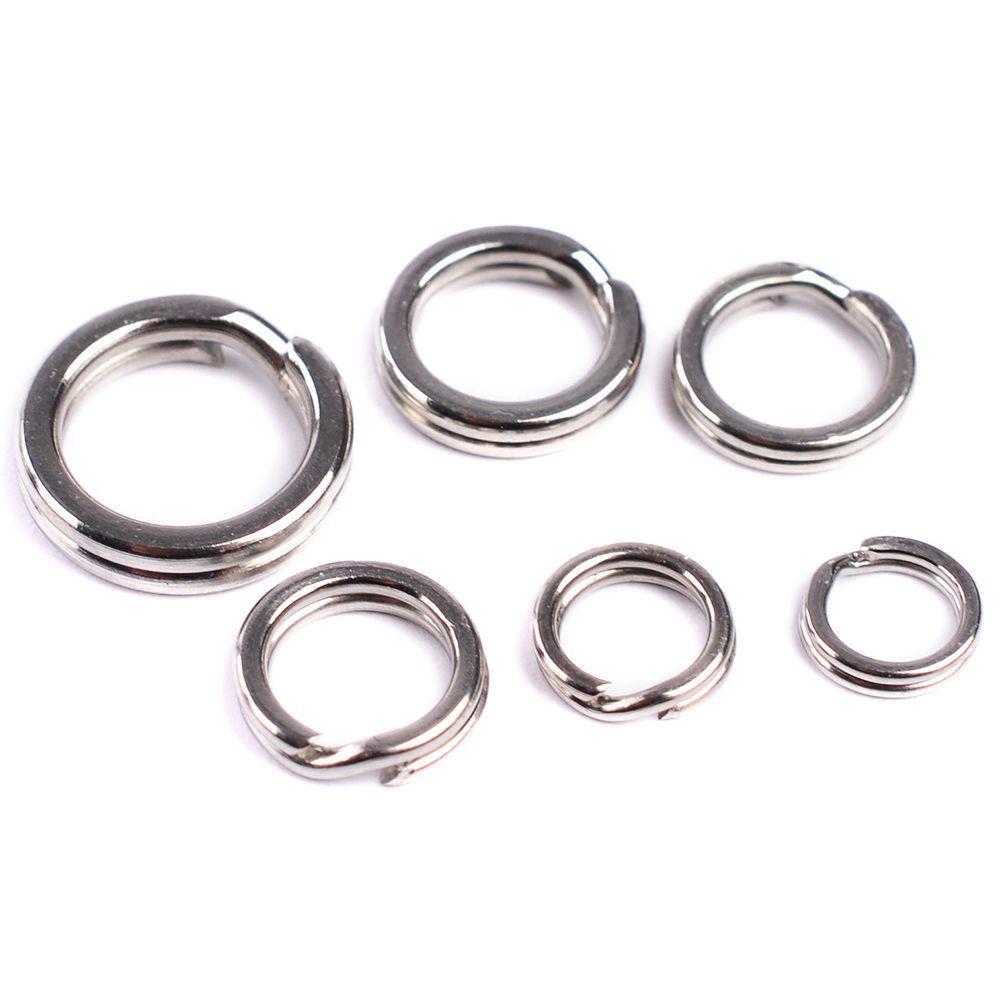 100pcs Hot Line Tackle 3#-8# Swivel Snap Fishing Split Rings Fish Connector Stainless Steel