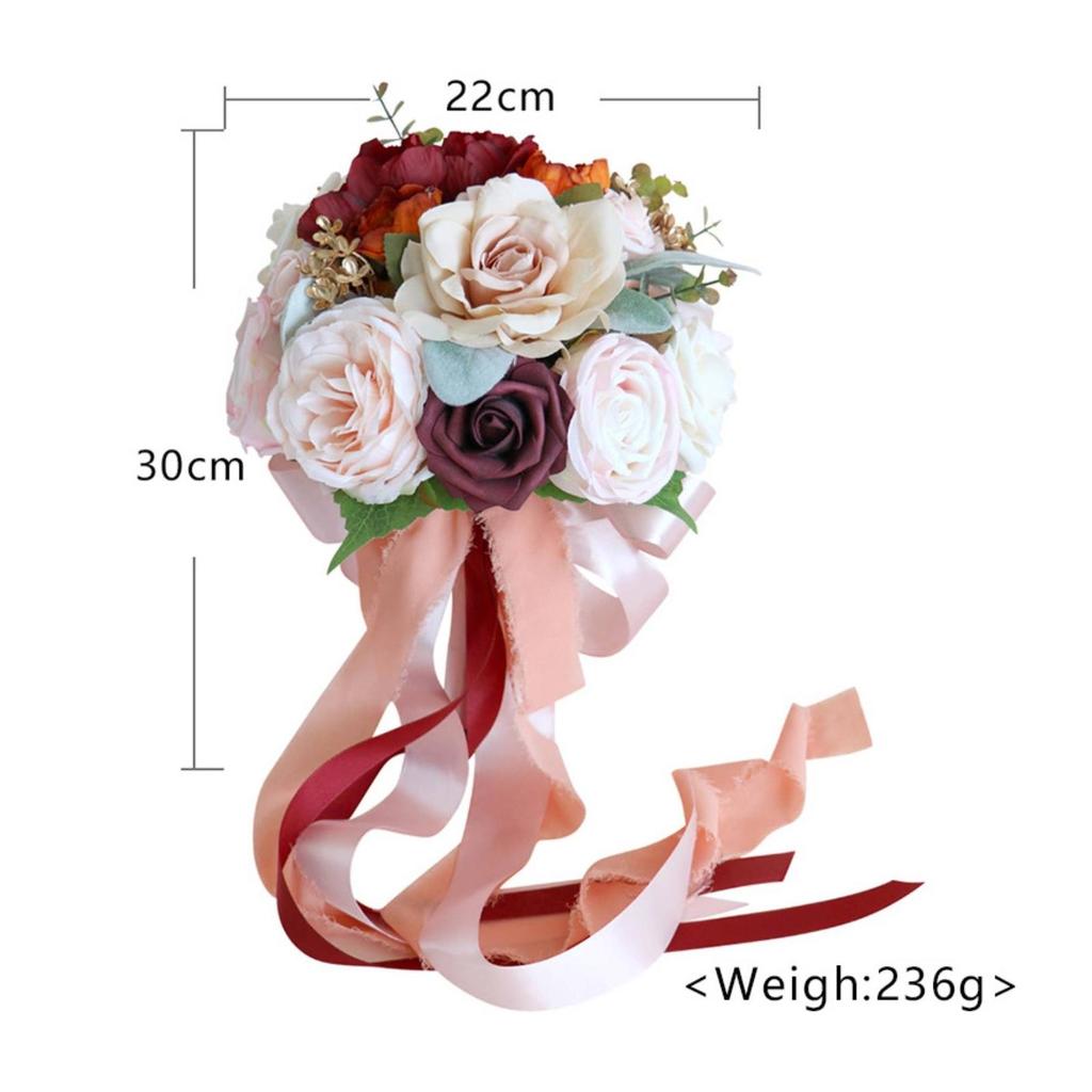 Silk Botanical Bouquet with Trailing Ribbons Lightweight Layered Flower