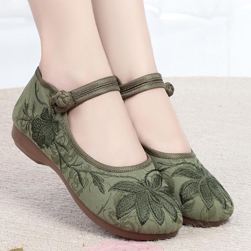 Весна-лето женские ретро вышитые балетки женские повседневные милые нескользящие конопляные туфли на плоской подошве