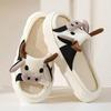 Fashion Men Slippers Cute Cartoon Cow Unisex Linen Slippers Spring Summer Slides Mule Men Women Couples Home Shoes Non-slip Flip Flops