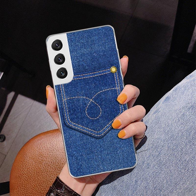 Джинсовый Ковбойский Деним Печатный Чехол для Телефона для Samsung Galaxy S26 S25 Edge S23 S24 Ultra S22 Plus S21 S20 FE Уникальная Крышка Мягкий Чехол