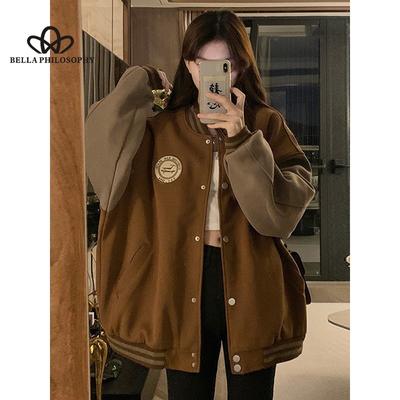 Повседневная модная бейсбольная куртка в американском стиле с длинными рукавами, осень 2023, новая винтажная свободная шикарная куртка-топ