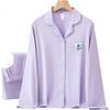 MiiOW Women's 100% Cotton Anti-Mite Antibacterial Simple Fresh Lapel Cardigan Couple Homewear Purple XL