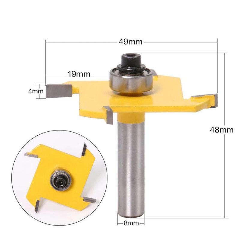 8mm Shank Z4 T Type Slotting Bit Cutter Industrial Grade Rabbeting Bit Woodworking Tool Router Bits
