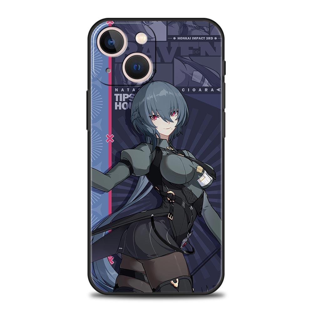 Чехол Honkai Impact 3rd Game Luxury для iPhone 13 15 14 12 11 Pro MAX XR X SE XS 7 8 Plus, черный силиконовый защитный чехол