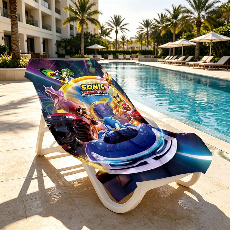 Sonic Print Beach Towel Design, Soft, Lightweight. for Home Bathroom, Spa, Pool, Yoga, Surfing, Camping, Gift for Family, Friend