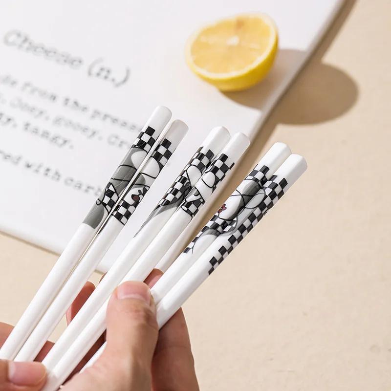 5 Pairs of Ceramic Chopsticks Simple Household Kitchen Easy To Clean Non-slip Chopstick Gift Box Sushi Hotpot Tableware