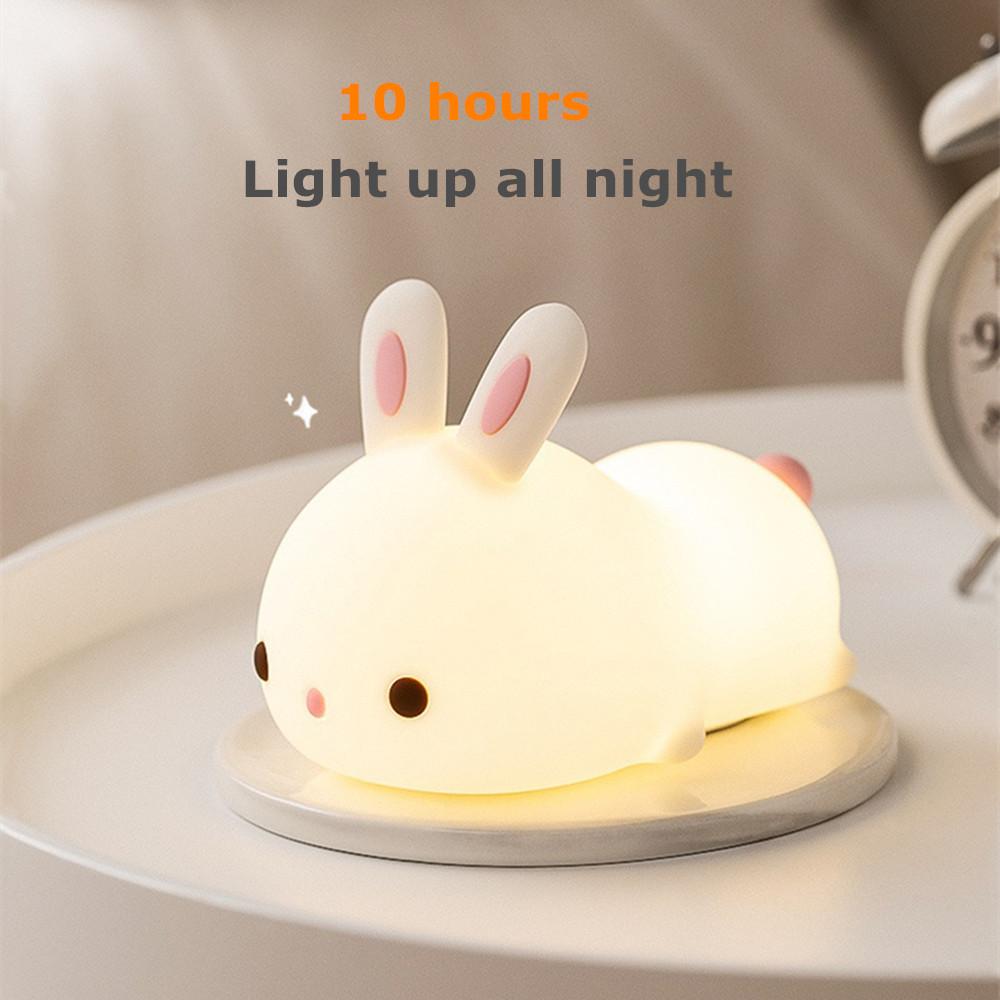 Сенсорный RGB LED Ночник-Кролик 16 Цветов USB-Зарядка Силиконовый Светильник-Зайчик для Детей Малышей Игрушка Фестивальный Подарок