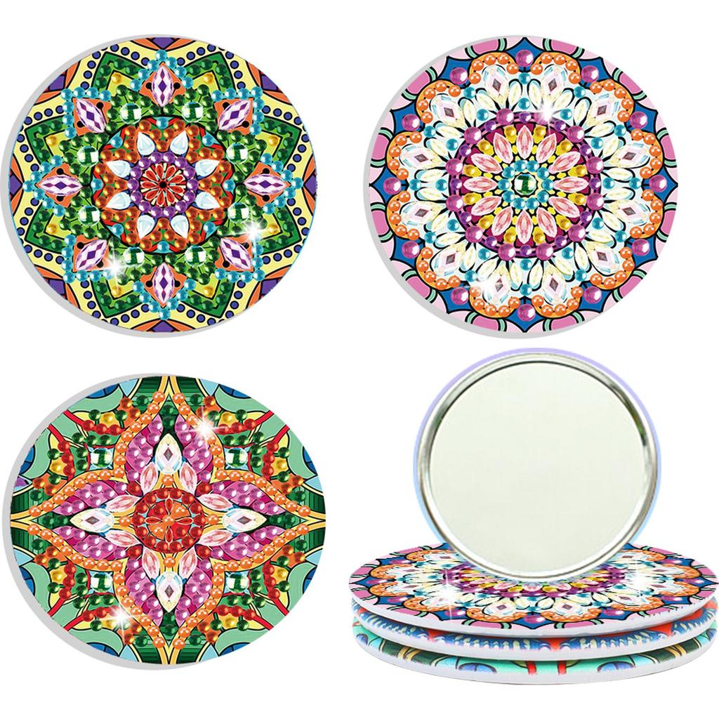 Datura Pocket Mirror 3pcs Diamond Painting Mirror Portable DIY Rhinestone Embroidery Mosaic Makeup Mirror Art Craft Set for Girl