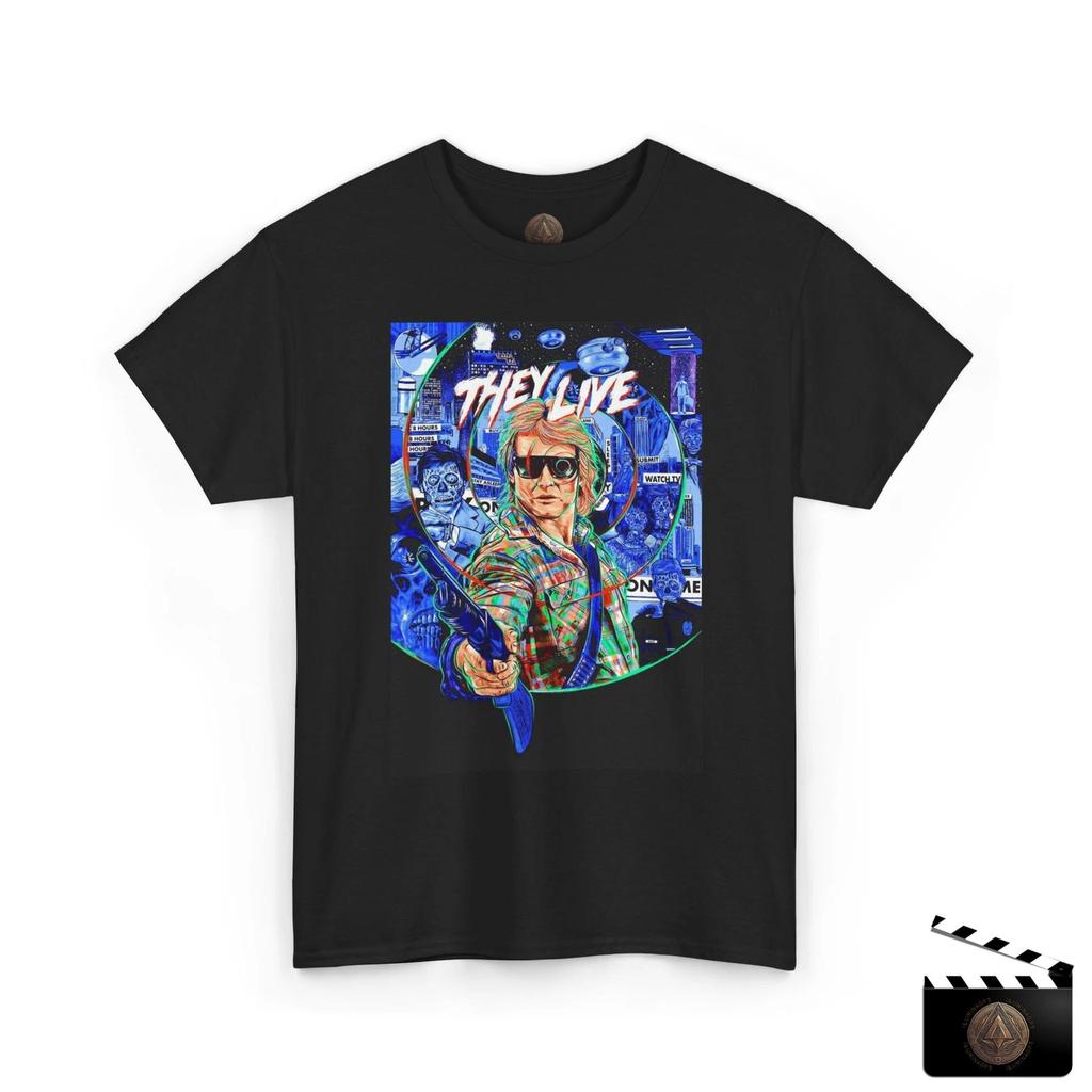 Футболка They Live, Унисекс, Ретро 80-х, Кинофутболка, Психоделическая Рубашка