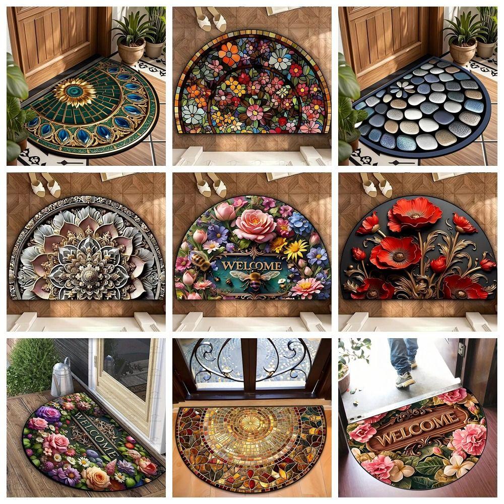 Flower Floral Welcome Rugs Non Slip Door Mat High Quality Entrance Mat Indoor Outdoor