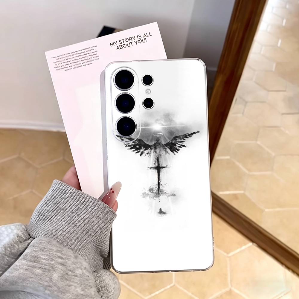 Чехол для телефона Иисус Христос Для Samsung S25,S24,S21,S22,S23,S30,Ultra,S20,Plus,Fe,Note,10,9,5G Прозрачный чехол
