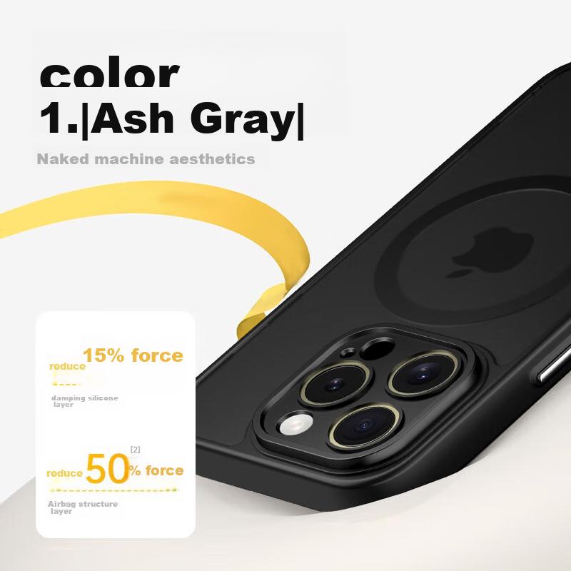 IPhone 15 Pro Max Case, Apple 15 Pro Max Protective Cover, Wireless Charging Compatible, Frosted Anti-Drop Full Protection Case, Midnight Black