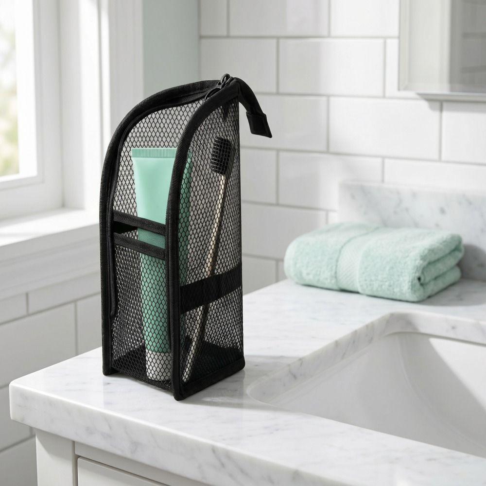 Large Capacity EVA Cosmetic Bag Waterproof Vertical Design Toothbrush Toiletry Pouch Zipper Closure Stand Up