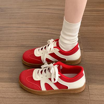 Красные ретро универсальные немецкие кроссовки для тренировок на платформе женские новинка 2025 года весна и осень легкие повседневные низкие кроссовки для увеличения роста
