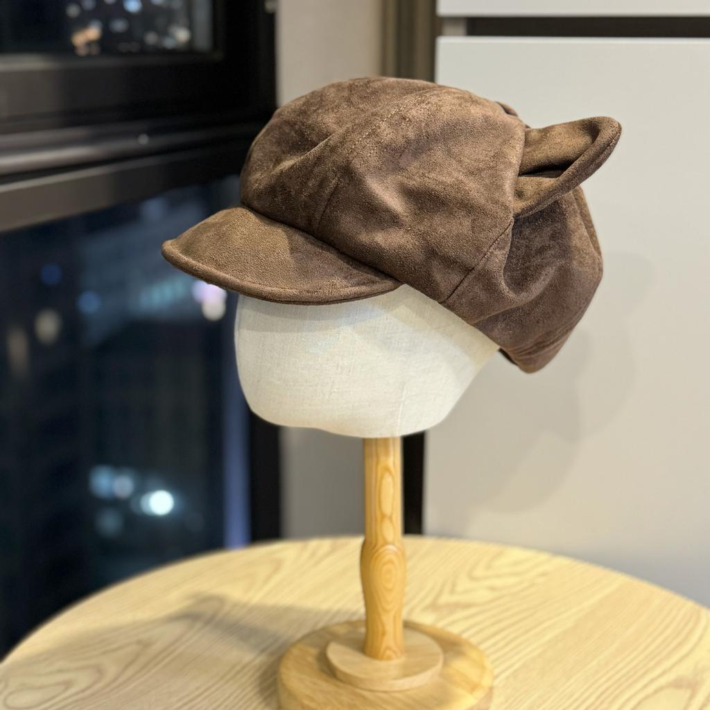 Suede cat ear beret for women, autumn and winter hat, fashionable and versatile, Korean-style sweet short-brim casual artist hat, trendy