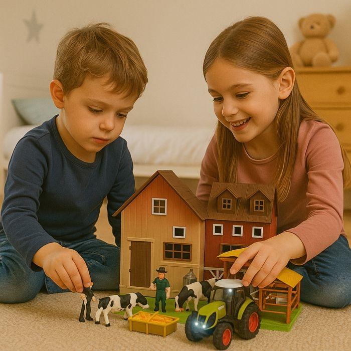 Jouet - SHOP-STORY - Mon Coffret de la Ferme - 12 Pièces - Tracteur Sonore et Lumineux - Dès 3 Ans
