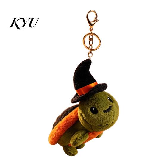 Polyester Fiber Stuffed Toy Halloween Cute Turtle Plush with Wizard Hat, Soft Kids Birthday Present Animal, Small Keychain Pendant, Holiday