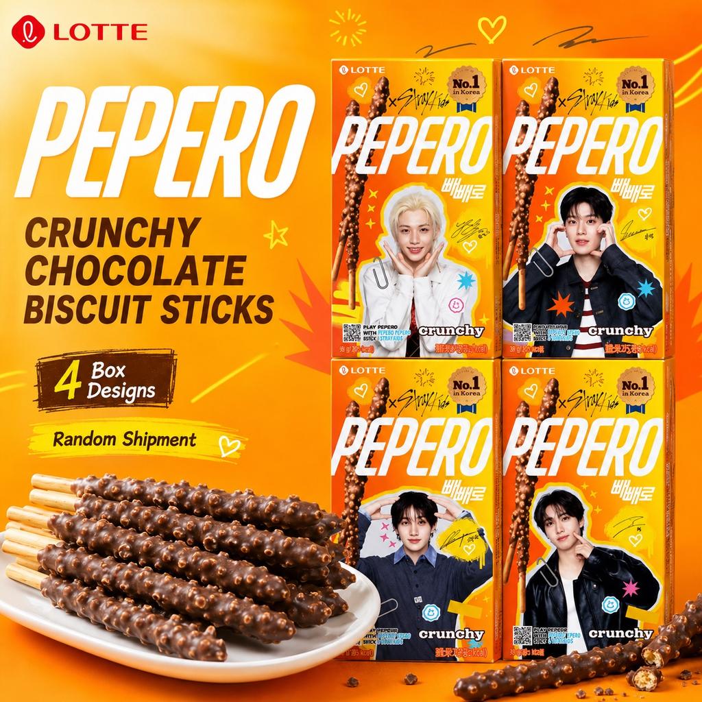 Lotte Пеперо Хрустящие Шоколадные Бисквитные Палочки 39г Версия Мальчиковой Группы Случайная Отправка
