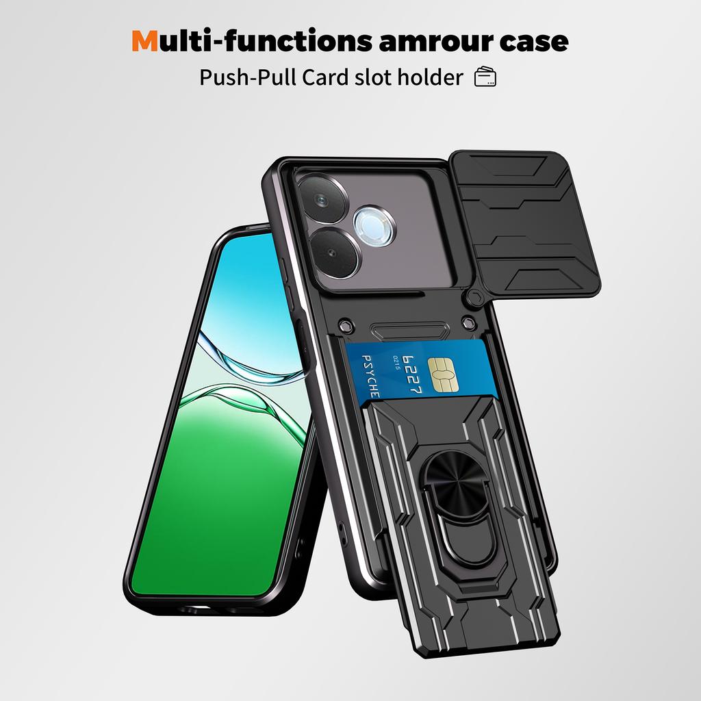 Для Oppo A5 Pro 5G (Глобальный) Чехол ПК+ТПУ с подставкой и сдвижной крышкой для камеры