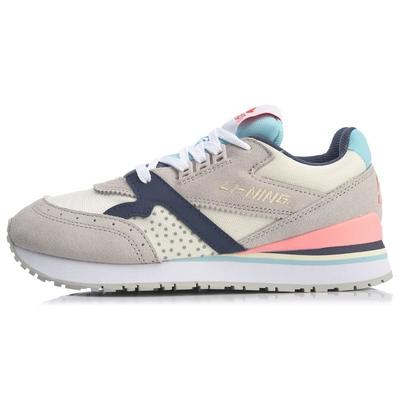 Li Ning 001 амортизирующие нескользящие износостойкие низкие спортивные повседневные туфли женские кроссовки серые желтые синие AGCQ088-2