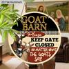2D Flat Aluminum Vintage Metal Wreath Round Sign Funny Barn Signs Goat Barn Decor Sign Funny Ranch Decor Plaque Please Keep Gate Closed No Matter