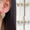 HECHENG 4 стиля 1 пара Треугольные круглые квадратные звездочки Двусторонние геометрические висячие серьги Сияющие цирконы Для женщин Оптовая продажа