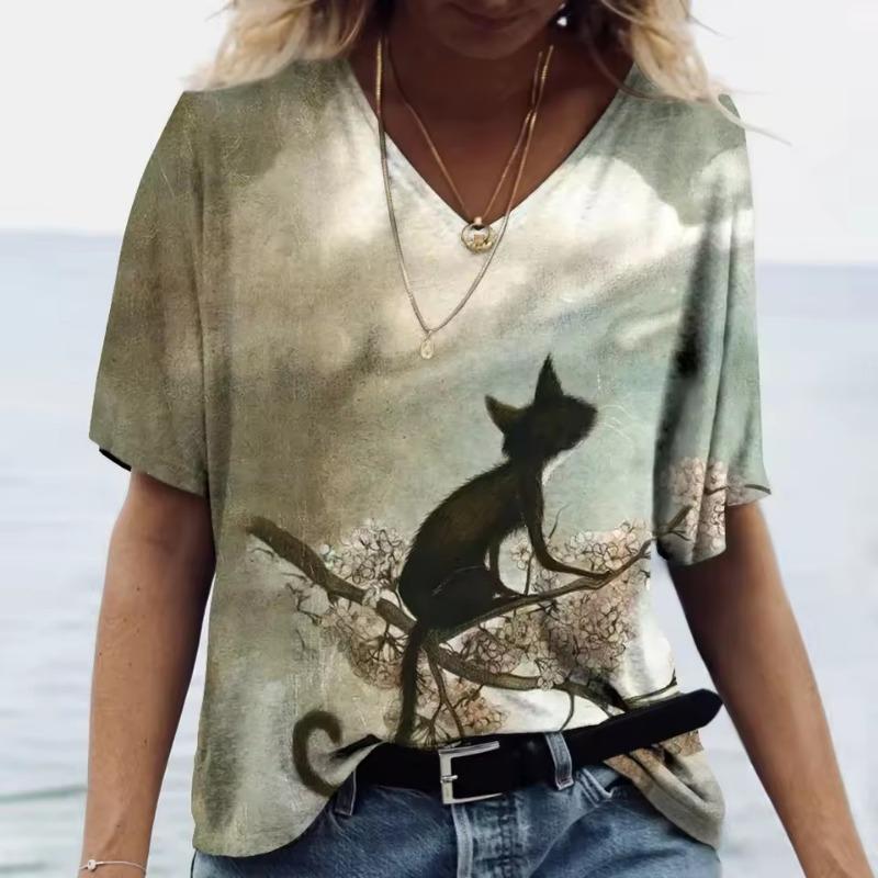 New Style T-shirt For Women Butterfly Leopard Print Tees Blouse Oversized T-Shirt Summer Women's Clothing Short Sleeve