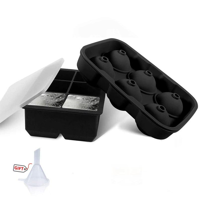 2 Pack Silicone Ice Ball Maker Mold with Leak-Proof Lid Whiskey Sphere Ice Cube Trays for Bourbon Cocktails Easy Release