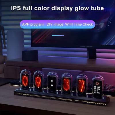 Часы Nixie Tube Night Light IPS RGB Glow Color App Control DIY Screen Digital Tube Clock For Bedroom
