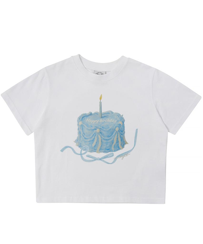MATCHGLOBE Blue Cake Crop Top (White)