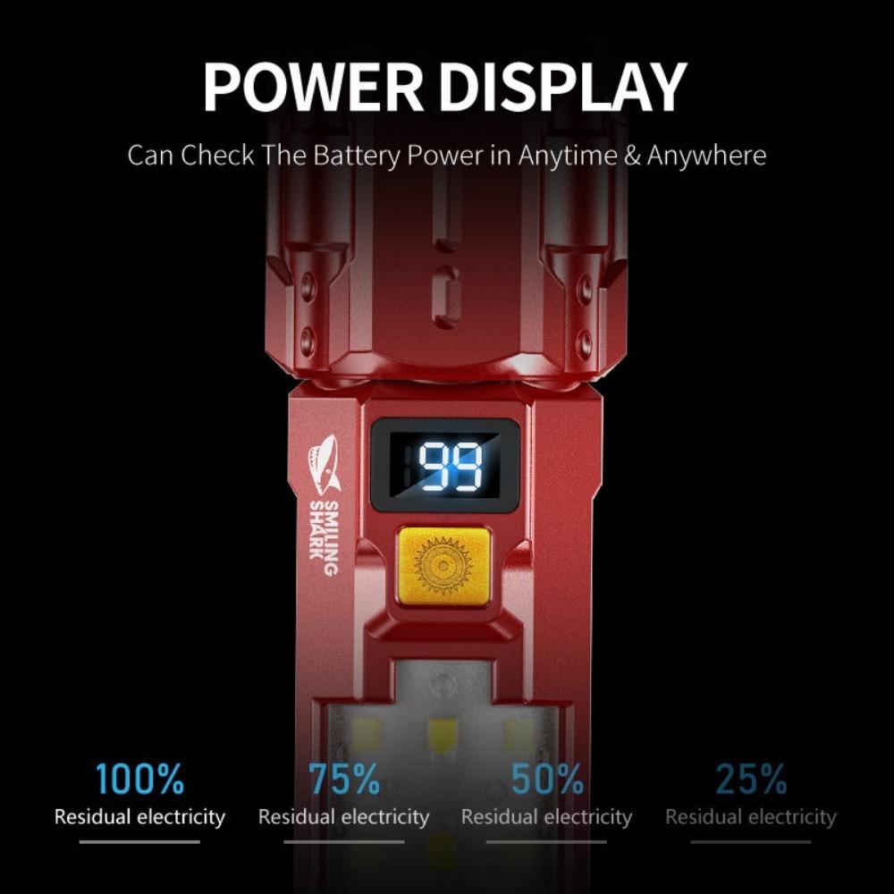 Strong Light LED Display Flashlight Digital Display Emergency Work Light  Hiking