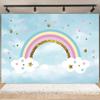 Colorful Sky Rainbow Cloud Castle Backdrop Gold Glitter Star Baby Shower Kids Girls Children's Birthday Party Backgrounds Decor