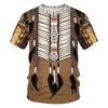Summer New Native American Short Sleeved 3D Digital Printed Men's Casual Round Neck T-shirt