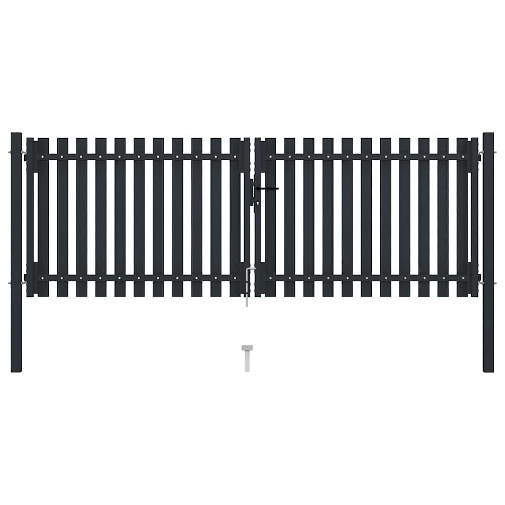 Double Leaf Fence Gate Made of Steel 300 x 100 cm Anthracite Grey