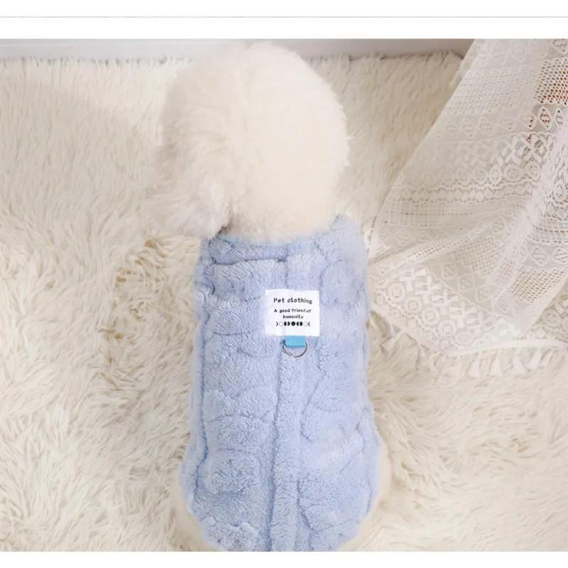Зимняя теплая одежда для собак Cue Coral Fleece Puppy жилет для маленьких собак куртка Macarons мягкая буксируемая куртка для собак Одежда для кошек