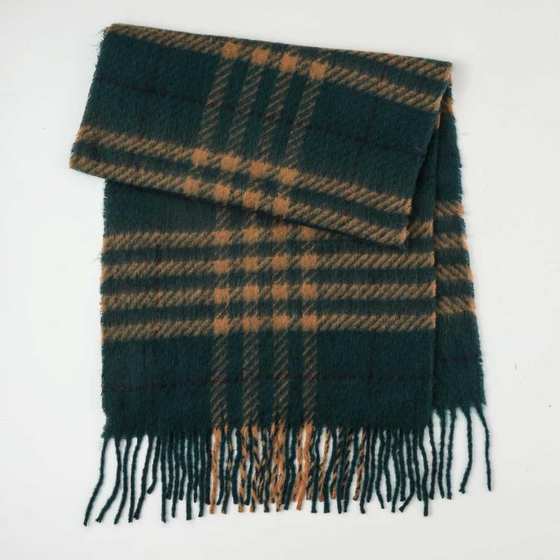 New Retro Plaid Mohair Scarf Women's Autumn and Winter Thickened Warm Temperament Versatile High-end Scarf