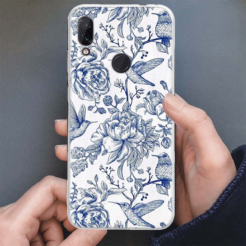 Сине-белый фарфоровый чехол для телефона Xiaomi Redmi Note 10 9 8 7 Pro 8T 9T 9S Mi 12T 11T 10T 12 11 Lite Мягкий силиконовый корпус