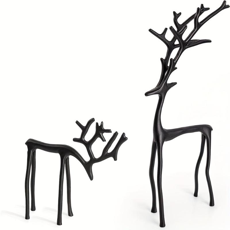 2PCS Black Reindeer Statue - Modern Christmas Decorations - Elegant Interior Festive Decorations